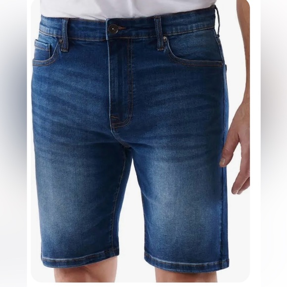 Slim Fit Lazer Dark Denim Shorts - Picture 1 of 7